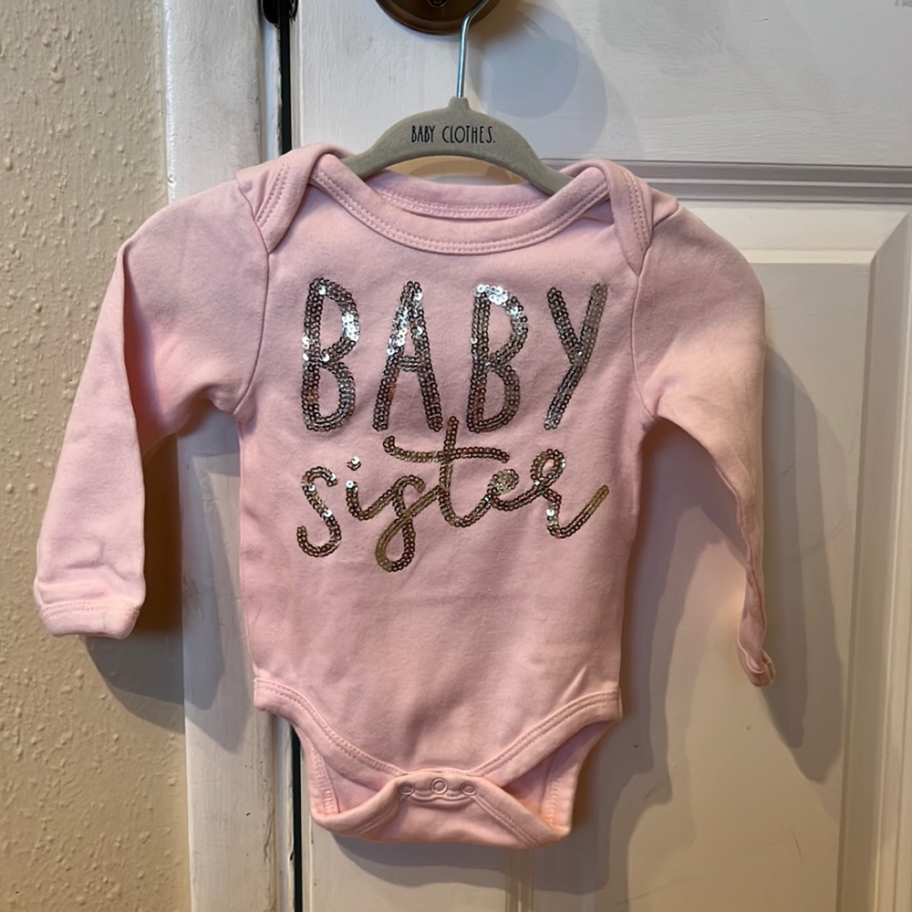 Sequin baby sister onesie